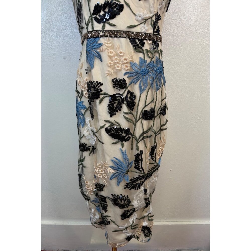 Lulus Show Stopper Cream Embroidered Sequin Bodycon Midi Dress Medium Wedding - Picture 4 of 16